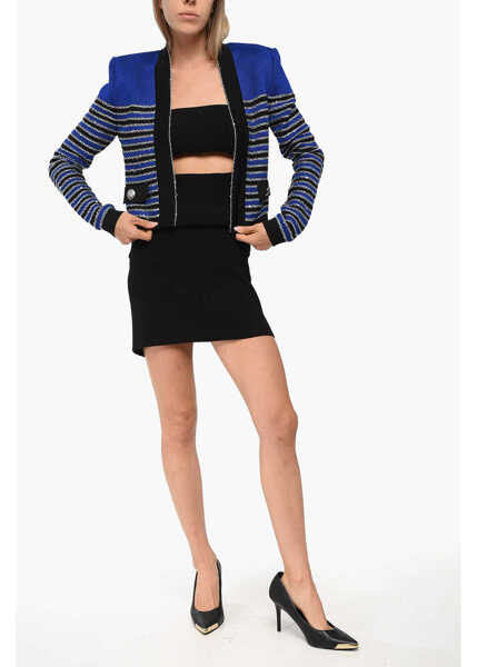 Cardigane Balmain Striped Cardigan Embellished With Sequins Blue Femei (BM 18949357) 2