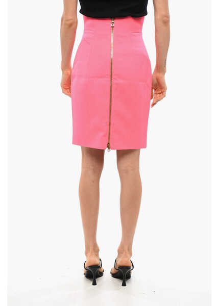 Fuste lungi Balmain Double-Breasted Designed Wool Longuette Pink Femei (BM 18949366) 2