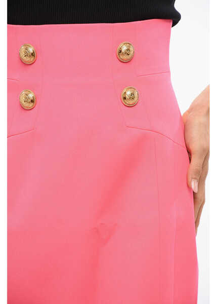 Fuste lungi Balmain Double-Breasted Designed Wool Longuette Pink Femei (BM 18949366) 3