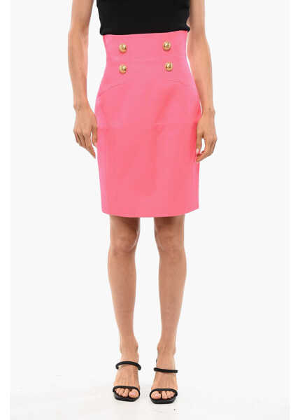 Fuste lungi Balmain Double-Breasted Designed Wool Longuette Pink Femei (BM 18949366) 1