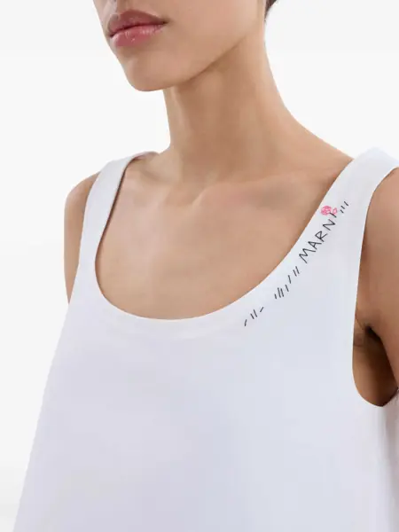 Rochii scurte Marni Cotton A-Line Dress With Embroidery Logo White Femei (BM 18951205) 5