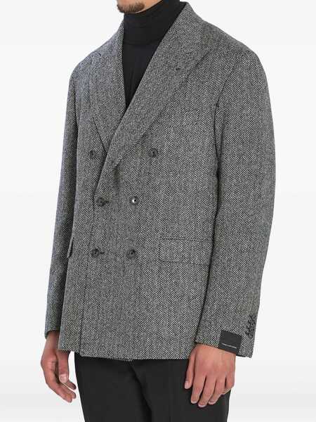 Sacouri Tagliatore Herringbone Double-Breasted Jacket BLACK Barbati (BM 18951217) 2