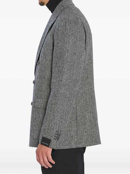 Sacouri Tagliatore Herringbone Double-Breasted Jacket BLACK Barbati (BM 18951217) 3