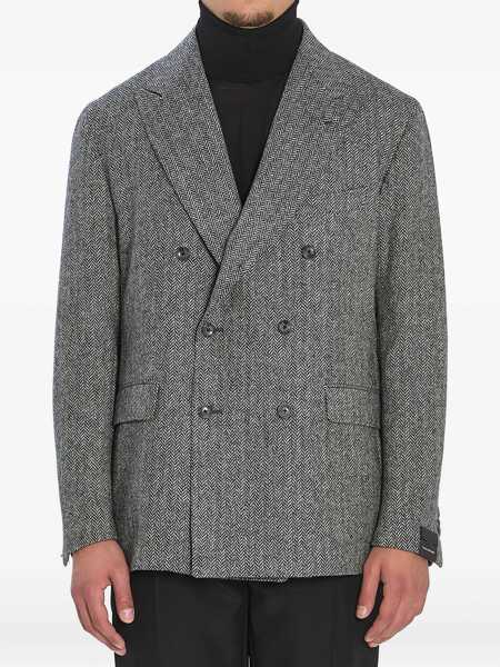 Sacouri Tagliatore Herringbone Double-Breasted Jacket BLACK Barbati (BM 18951217) 1