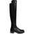 Stuart Weitzman Leather Over The Knee Boots With Pull-On Design Black