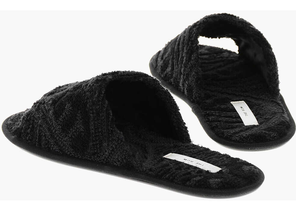 Sandale fara toc THE ROW Silk Terry Frances Slippers Black Femei (BM 18951238) 2