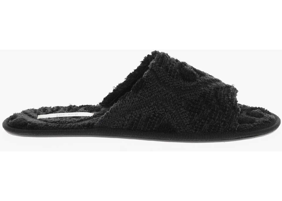 Sandale fara toc THE ROW Silk Terry Frances Slippers Black Femei (BM 18951238) 3