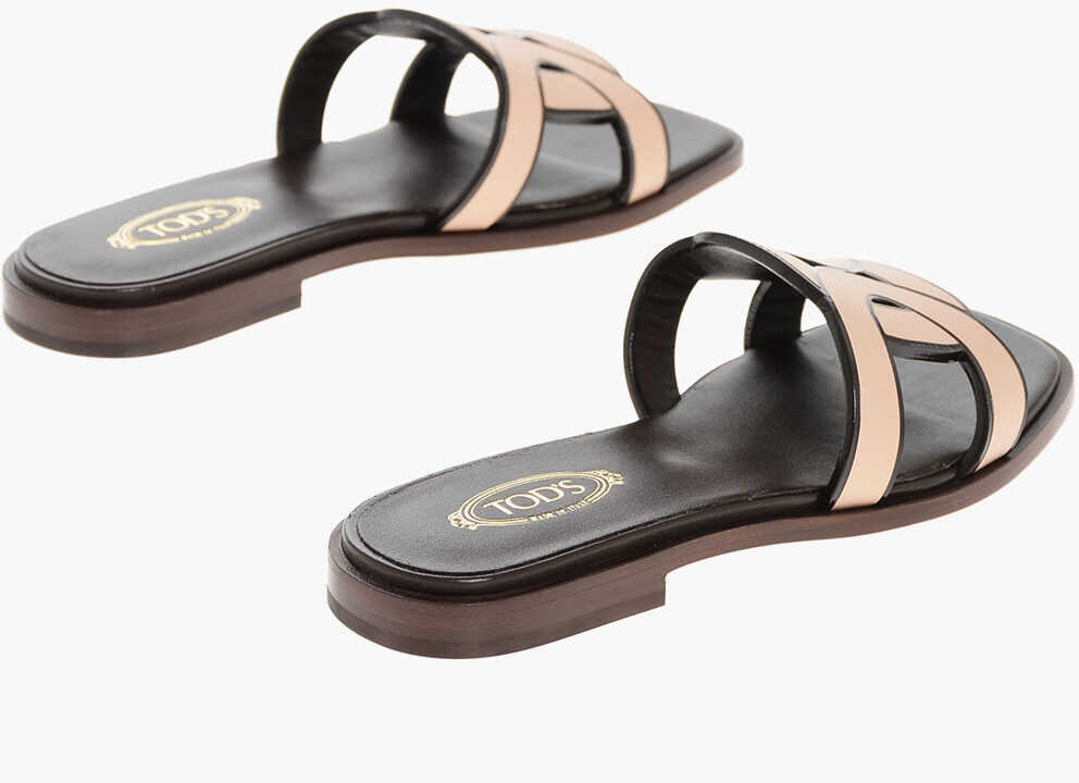 Sandale fara toc TODS Leather Maxi Catena Sandals With Cuir Sole Pink Femei (BM 18951244) 2