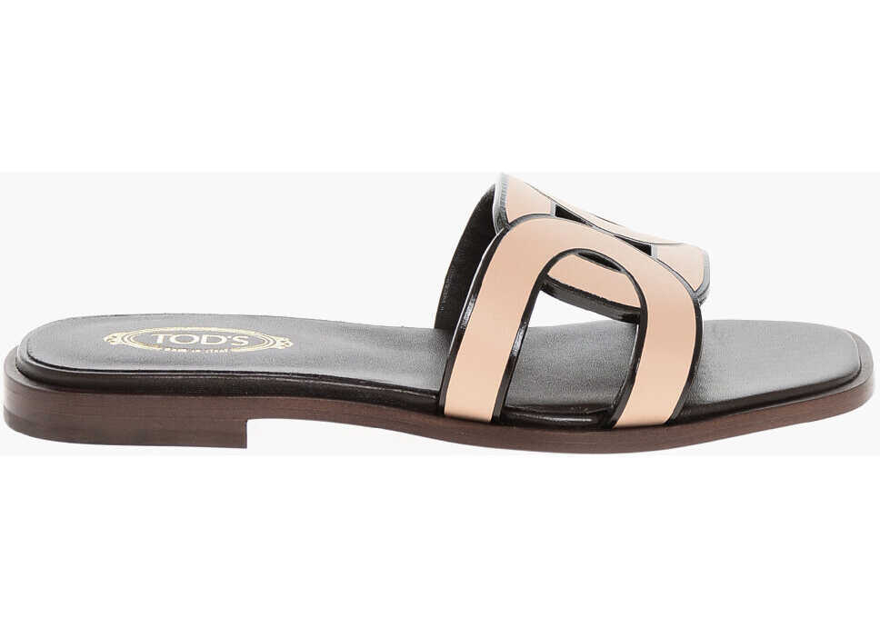 Sandale fara toc TODS Leather Maxi Catena Sandals With Cuir Sole Pink Femei (BM 18951244) 3