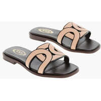 Sandale fara toc Leather Maxi Catena Sandals With Cuir Sole Femei