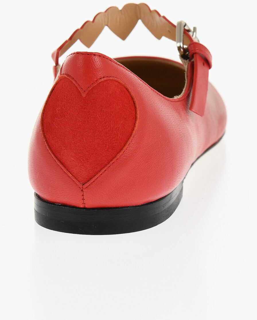 Balerini casual MACH & MACH Leather Petit Coeur Mary Jane Ballet Flats Red Femei (BM 18951262) 2