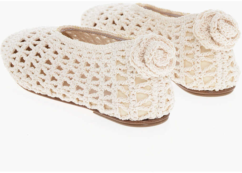 Balerini casual Magda Butrym Crochet Ballet Flats With Cuir Sole White Femei (BM 18951271) 2