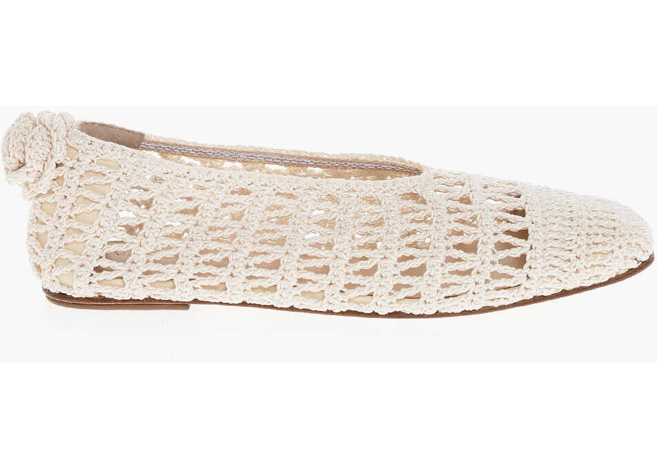 Balerini casual Magda Butrym Crochet Ballet Flats With Cuir Sole White Femei (BM 18951271) 3