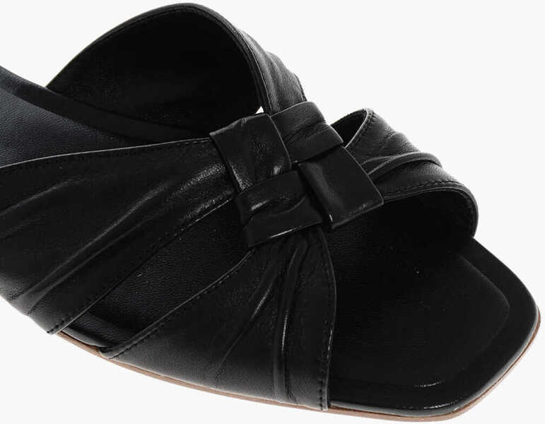 Sandale fara toc THE ROW Leather Knot Sliders With Woven Design Black Femei (BM 18951289) 4