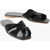 THE ROW Leather Knot Sliders With Woven Design Black