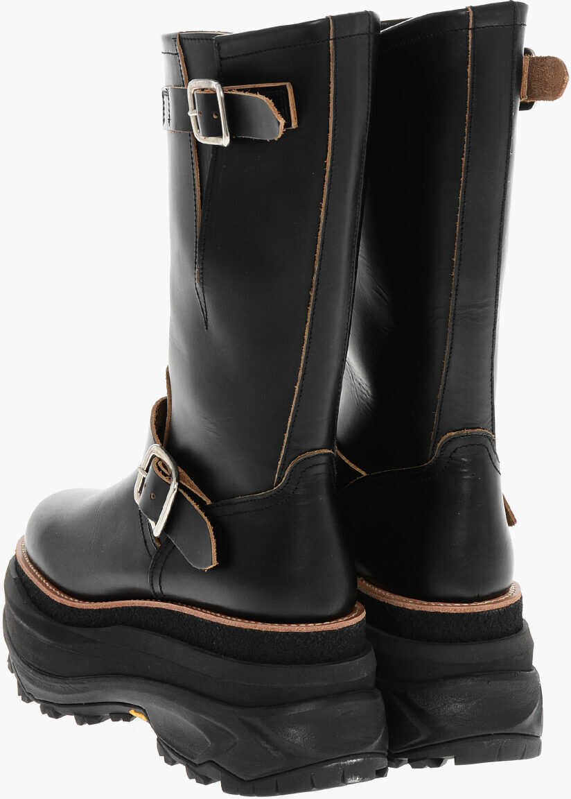 Botine Sacai Leather Platform Boots With Vibram Sole Black Femei (BM 18951304) 2