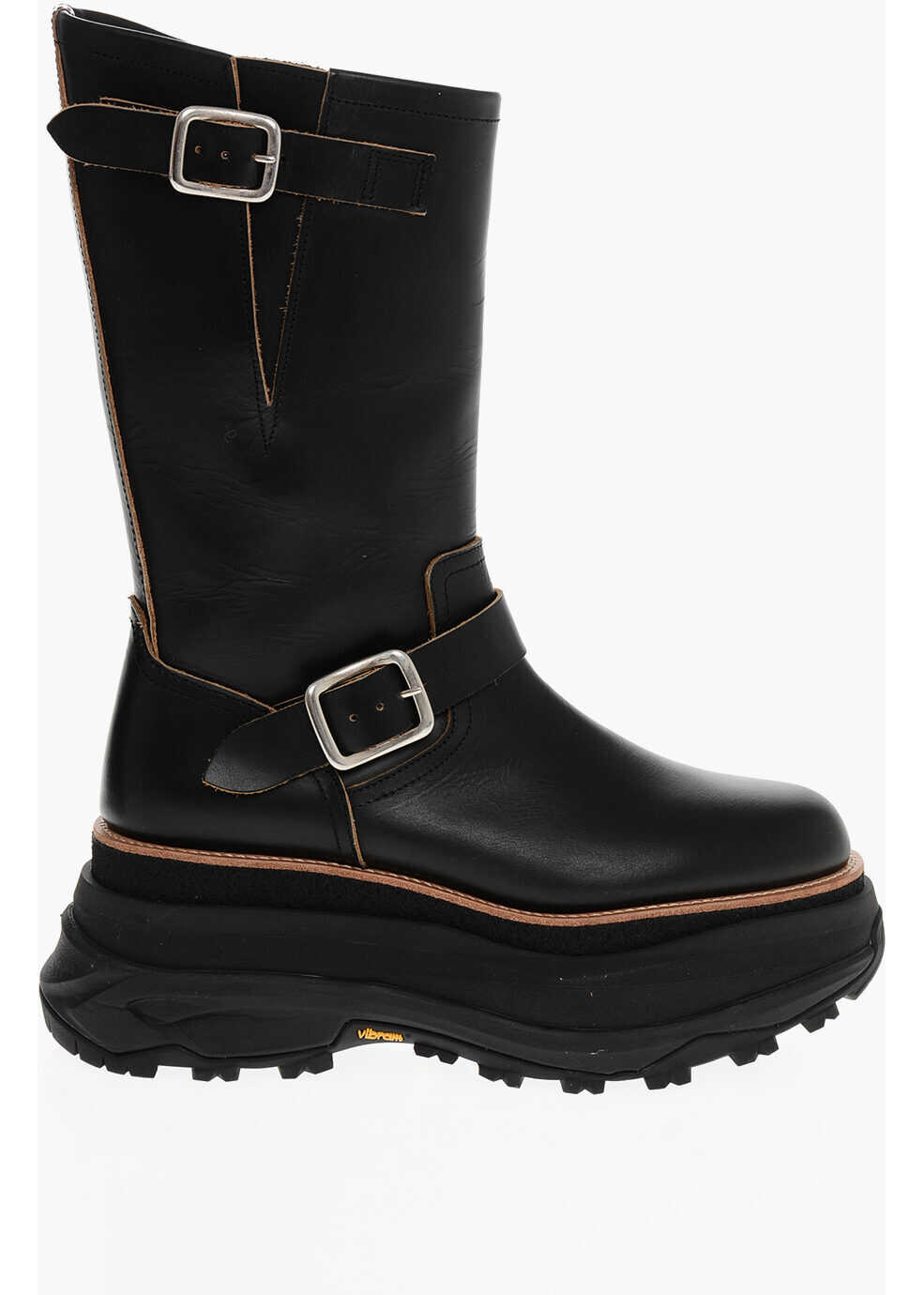 Botine Sacai Leather Platform Boots With Vibram Sole Black Femei (BM 18951304) 3