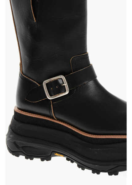 Botine Sacai Leather Platform Boots With Vibram Sole Black Femei (BM 18951304) 4