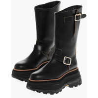 Botine Leather Platform Boots With Vibram Sole Femei