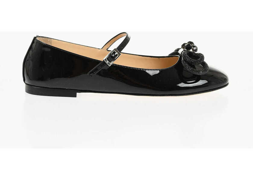 Balerini casual MACH & MACH Patent Leather Mary Jane Ballet Flats With Jeweled Bow Black Femei (BM 18951307) 3