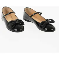 Balerini casual Patent Leather Mary Jane Ballet Flats With Jeweled Bow Femei