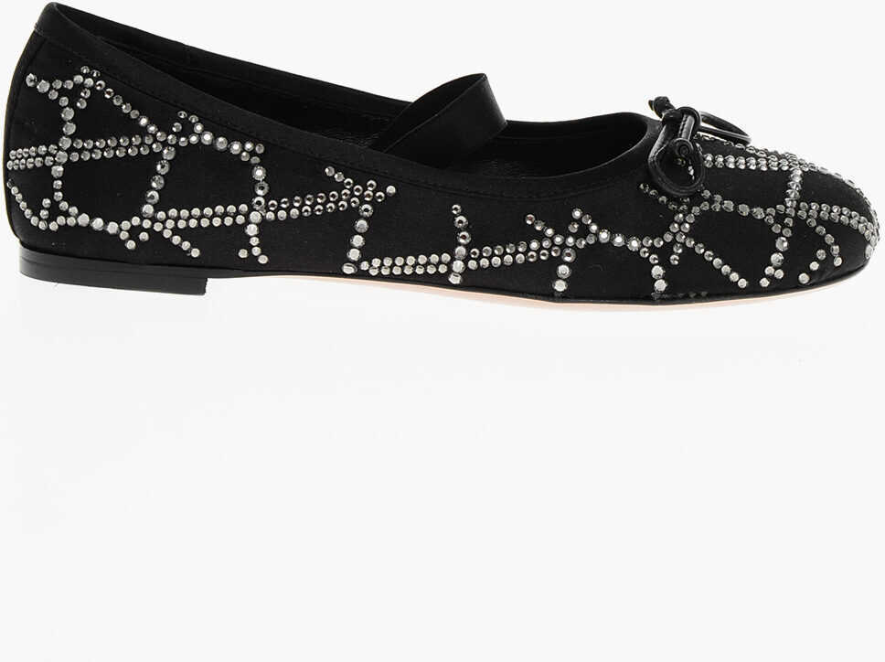 Balerini casual Valentino Garavani Rhinestoned Silk Ballet Flats Black Femei (BM 18951310) 3