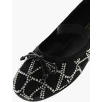 Balerini casual Dama - Balerini casual Valentino Garavani Rhinestoned Silk Ballet Flats Black Femei (BM 18951310) - B-mall.ro