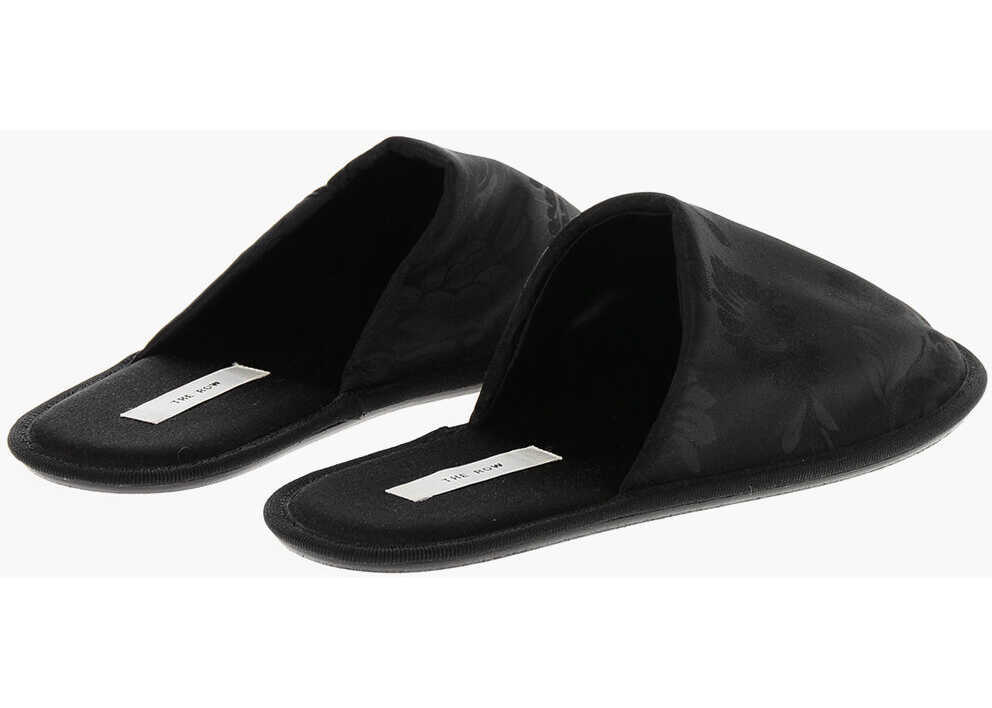 Sandale fara toc THE ROW Damasked Frances Slippers With Cuir Sole Black Femei (BM 18951322) 2