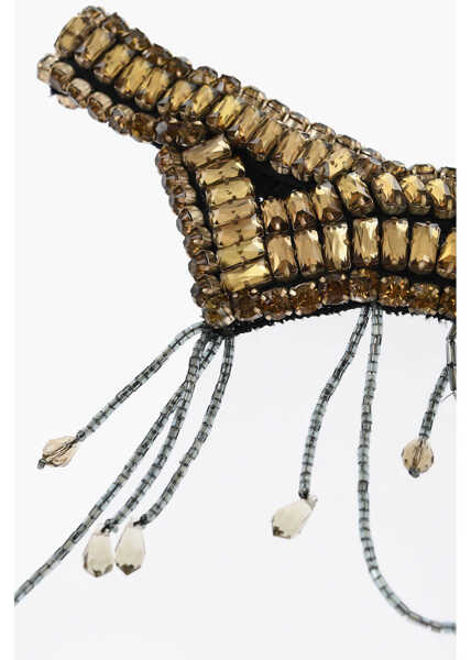 Caciuli Elisabetta Franchi Silk Rhinestoned Headband Gold Femei (BM 18951325) 2