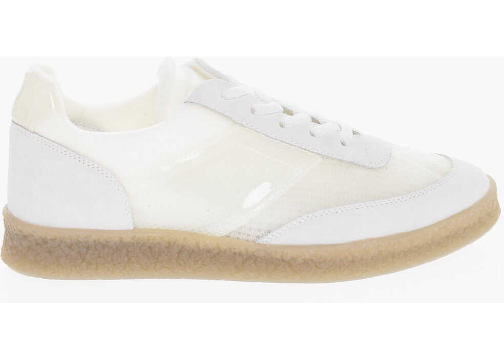 Sneakers Maison Margiela Mm6 Suede Low Top Sneakers With Pvc Inserts Beige Barbati (BM 18951331) 3