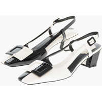 Pantofi stiletto Two Tone Patent Leather Slingbacks With Front Buckle 5Cm Femei