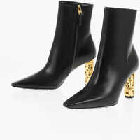 Botine Leather The Cube Booties With Statement Heel 8Cm Femei