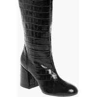 Cizme lungi Dama - Cizme lungi Stuart Weitzman Crocodile Effect Embossed Leather Boots 9Cm Black Femei (BM 18951361) - B-mall.ro