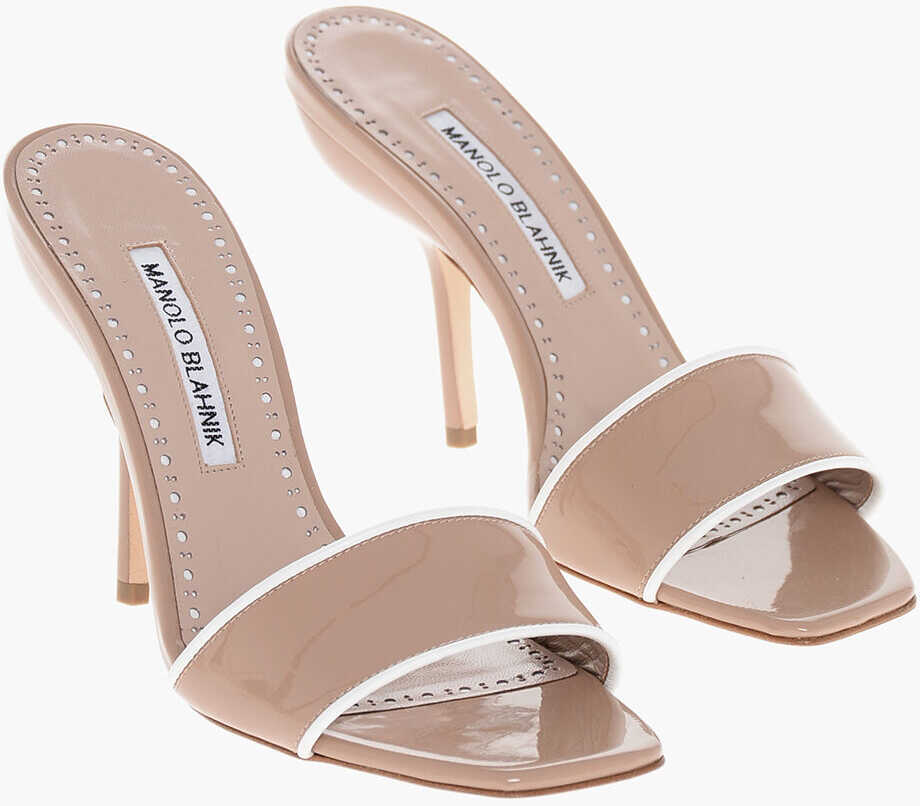 Saboti Manolo Blahnik Patent Leather Helamu Mules 10Cm Pink Femei (BM 18951430) 1