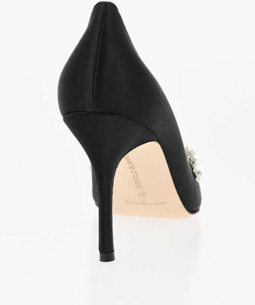 Pantofi stiletto Manolo Blahnik Satin Lamikpump Pumps With Jewel Detail 10Cm Black Femei (BM 18951442) 2