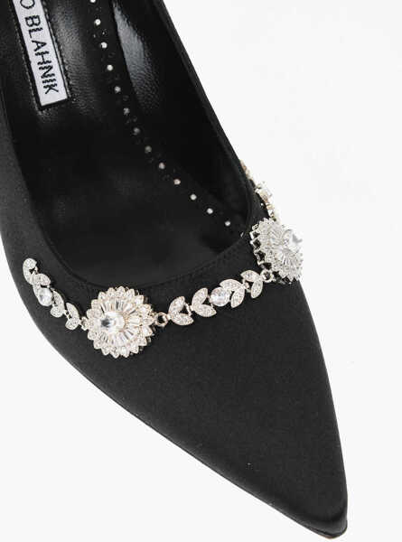 Pantofi stiletto Manolo Blahnik Satin Lamikpump Pumps With Jewel Detail 10Cm Black Femei (BM 18951442) 4