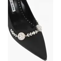 Pantofi stiletto Dama - Pantofi stiletto Manolo Blahnik Satin Lamikpump Pumps With Jewel Detail 10Cm Black Femei (BM 18951442) - B-mall.ro