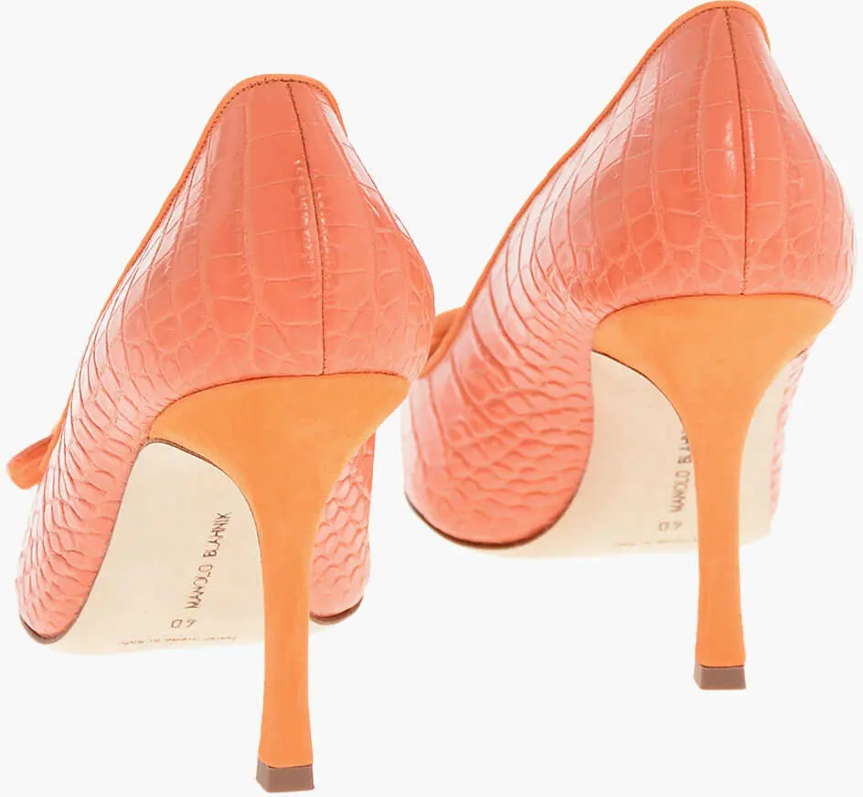 Pantofi stiletto Manolo Blahnik Embossed Leather Maysalepump Pumps With Front Buckle 10Cm Orange Femei (BM 18951448) 2