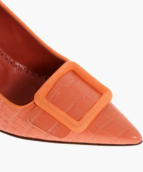 Pantofi stiletto Manolo Blahnik Embossed Leather Maysalepump Pumps With Front Buckle 10Cm Orange Femei (BM 18951448) 4