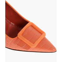 Pantofi stiletto Dama - Pantofi stiletto Manolo Blahnik Embossed Leather Maysalepump Pumps With Front Buckle 10Cm Orange Femei (BM 18951448) - B-mall.ro