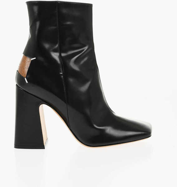 Botine Maison Margiela Mm22 Brushed Leather Ankle Boots With Squared Toe Heel 10.5C Black Femei (BM 18951475) 2