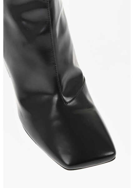 Botine Maison Margiela Mm22 Brushed Leather Ankle Boots With Squared Toe Heel 10.5C Black Femei (BM 18951475) 3