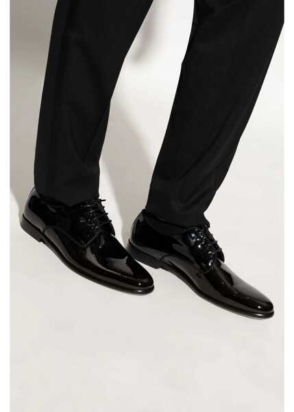 Pantofi Oxford Dolce & Gabbana Patent Leather Glossy Derby Shoes Black Barbati (BM 18951496) 2