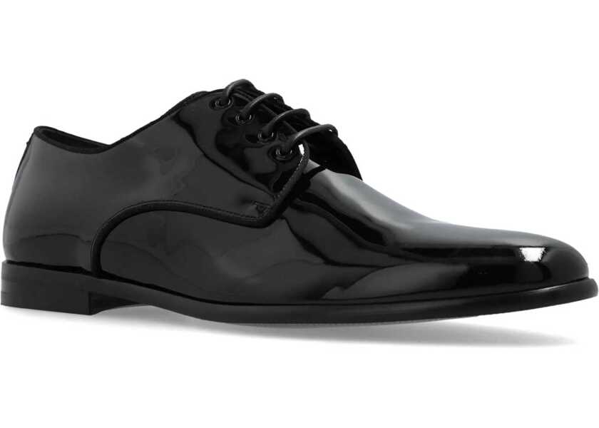 Pantofi Oxford Dolce & Gabbana Patent Leather Glossy Derby Shoes Black Barbati (BM 18951496) 4