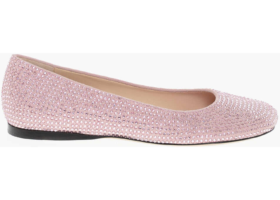 Balerini casual Loewe All-Over Rhinestoned Leather Ballet Flats Pink Femei (BM 18951499) 3