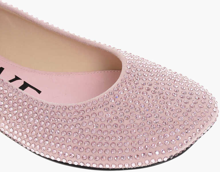 Balerini casual Loewe All-Over Rhinestoned Leather Ballet Flats Pink Femei (BM 18951499) 4