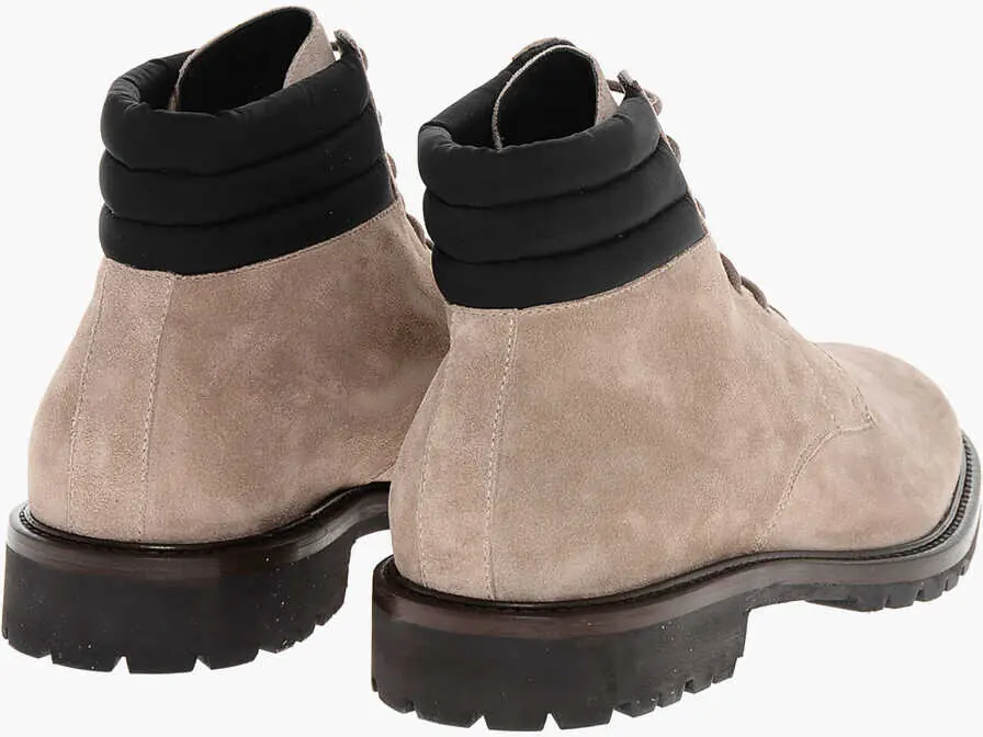 Ghete Moorer Suede Cannicci Lace-Up Booties With Carrion Sole Beige Barbati (BM 18951523) 2