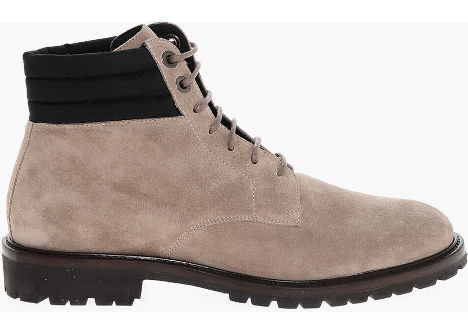 Ghete Moorer Suede Cannicci Lace-Up Booties With Carrion Sole Beige Barbati (BM 18951523) 3