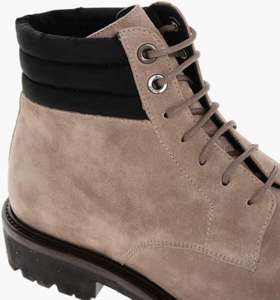 Ghete Moorer Suede Cannicci Lace-Up Booties With Carrion Sole Beige Barbati (BM 18951523) 4