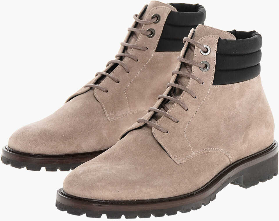 Ghete Moorer Suede Cannicci Lace-Up Booties With Carrion Sole Beige Barbati (BM 18951523) 1